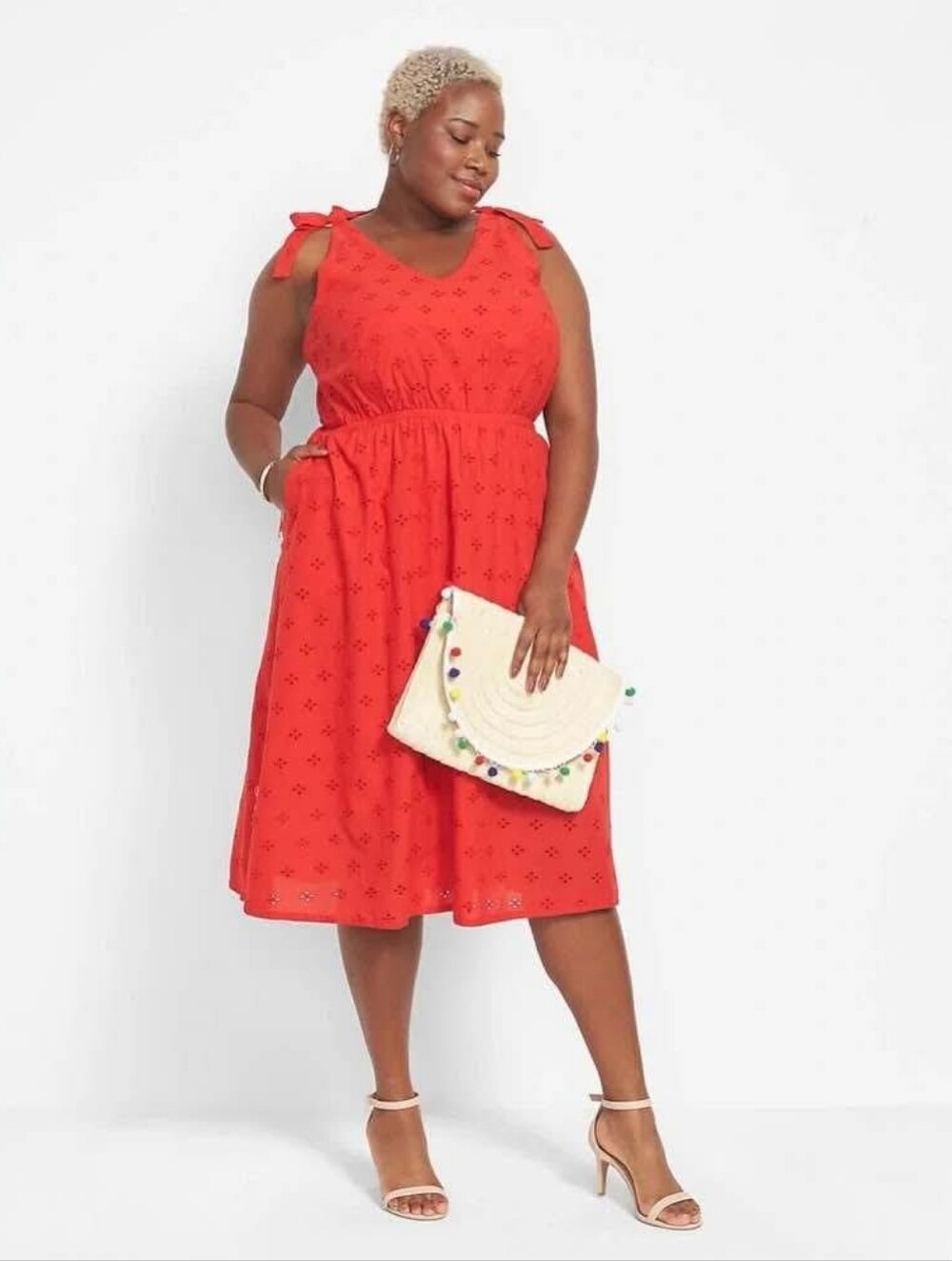Lane Bryant Eyelet Sleeveless Midi Dress